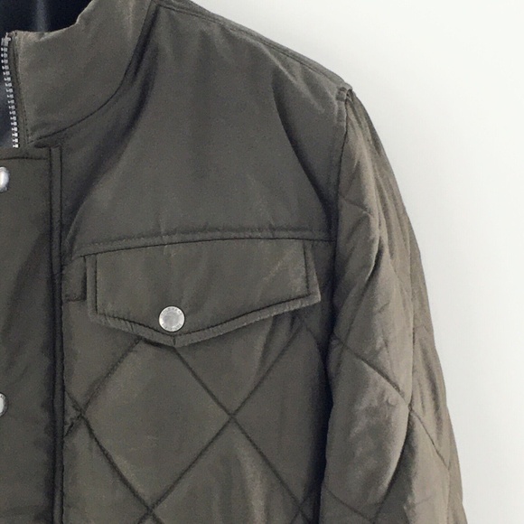 Cole Haan Mens Field Jacket Olive Green Quilted Sherpa Lined Zip Snap Front Sz S - Picture 7 of 15